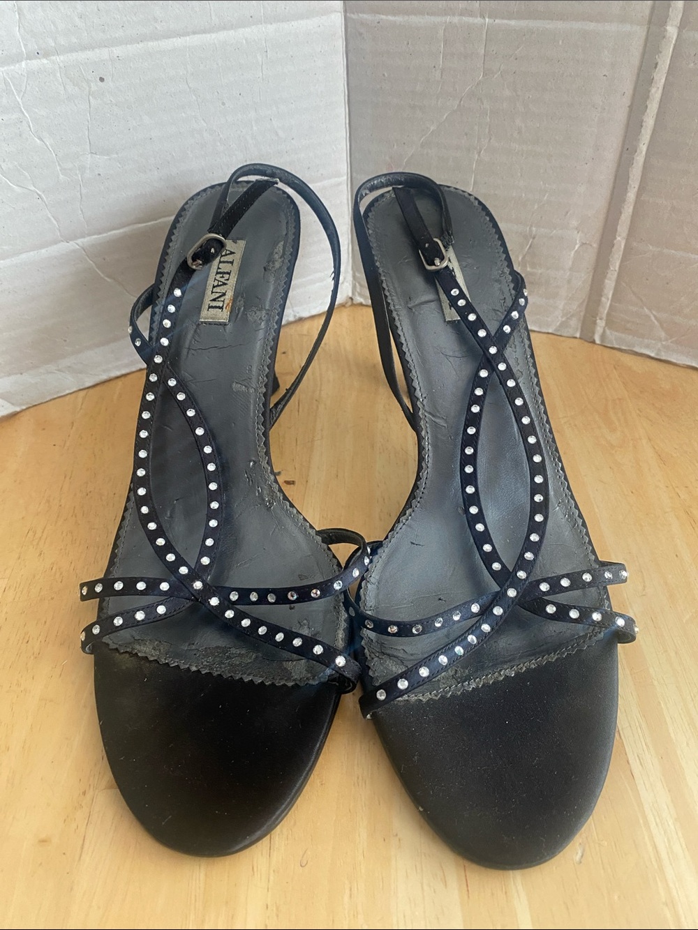 Alfani black Studded strappy Slingback heeled Sandals - 8.5 Heel is about 3 1/4